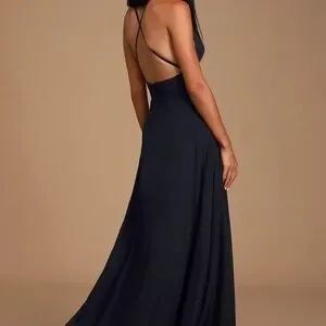Lulus Dreamy Romance Black Backless Maxi Dress - New w/ Tags
